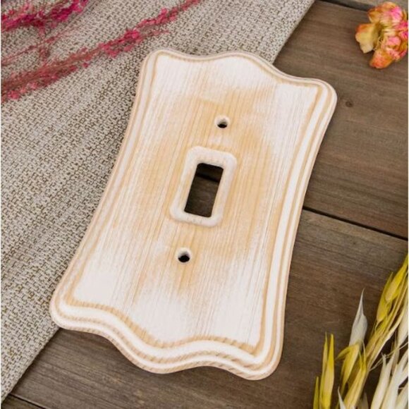 Allen + Roth 3-Gang Wall Plate Distressed White Wood Rustic Farmhouse - Picture 4 of 6